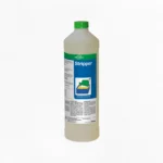 Halbtransparente 1-Liter-Flasche BIO-CIRCLE Stripper, Beschichtungsentferner, mit heller Reinigungsflüssigkeit, grünem Schraubverschluss und blau-grünem Produktetikett