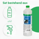 BIO-CIRCLE Master Mould RL Set bestehend aus zehn 1-Liter-Flaschen zur manuellen Reinigung von Kunststoffspritzgusswerkzeugen und fünf Sprühköpfen
