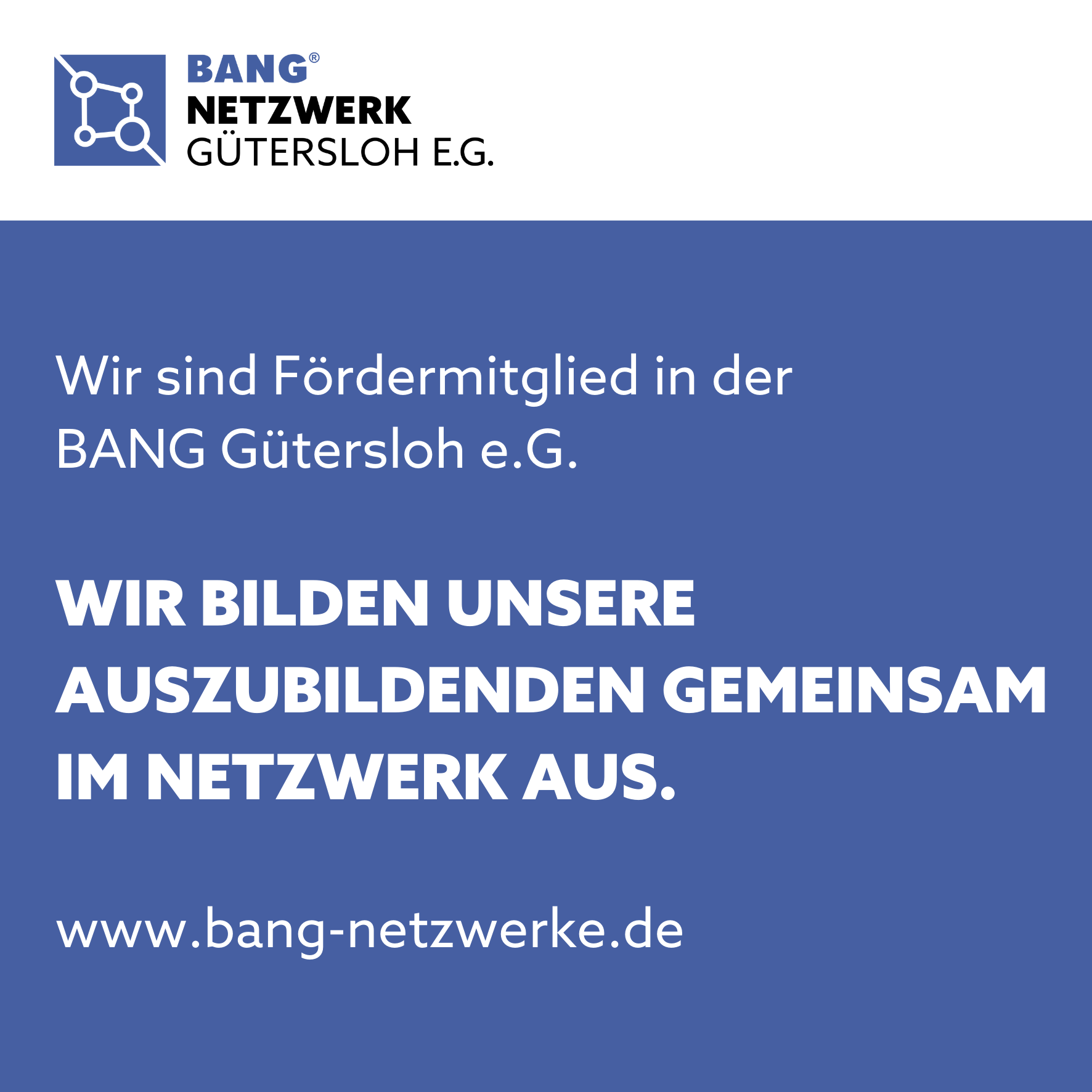 Fördermitglied BANG Gütersloh e.G. Fördermitglied BANG Gütersloh e.G.