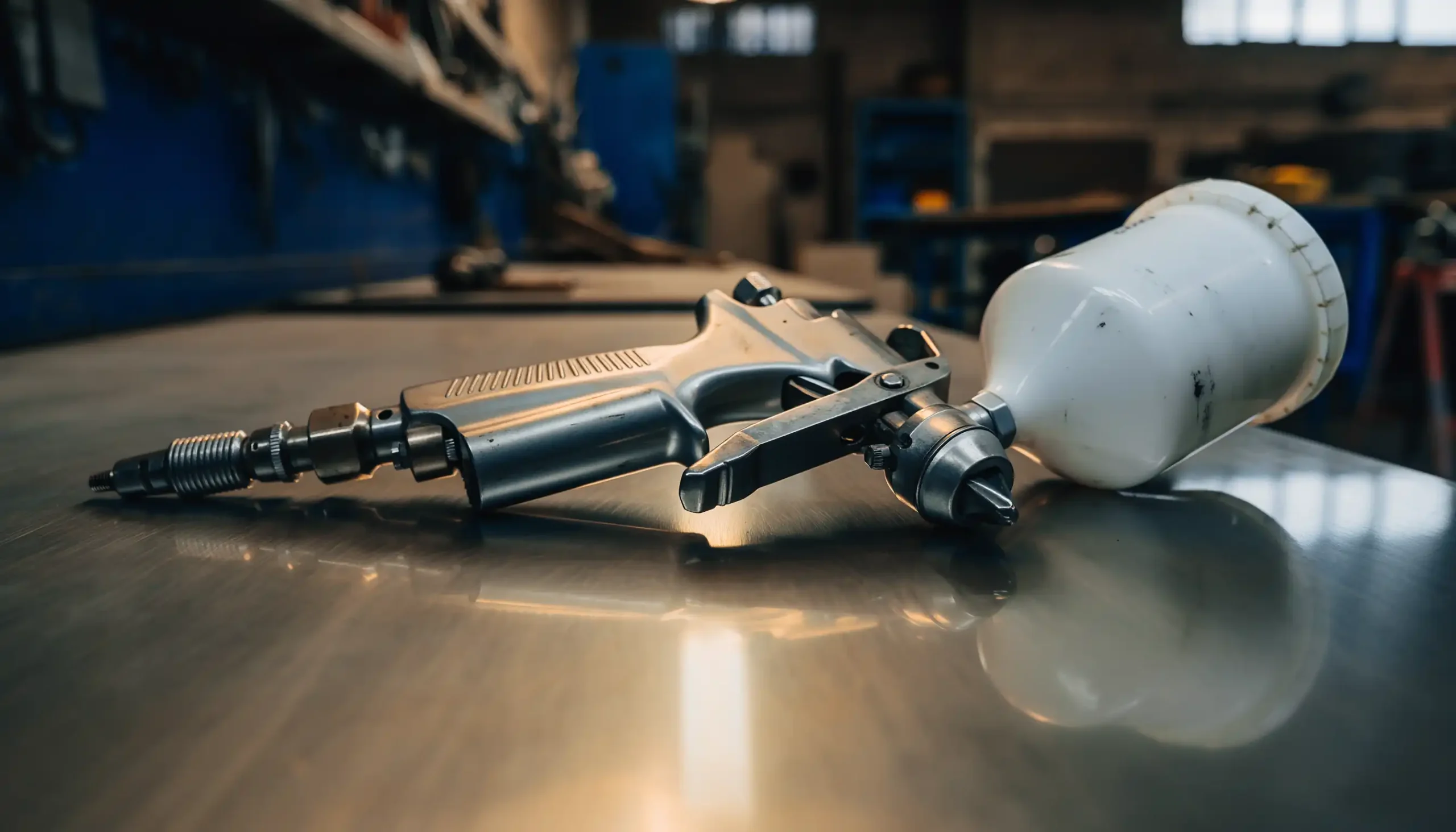 Detailfoto einer industriellen Lackierpistole