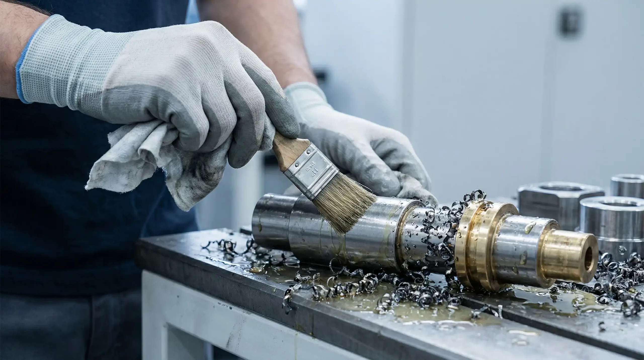 Ratgeber Titelbild Metallspäne und Ratgeber Titelbild Metallspäne und Kühlschmierstoff entfernenKühlschmierstoff entfernen