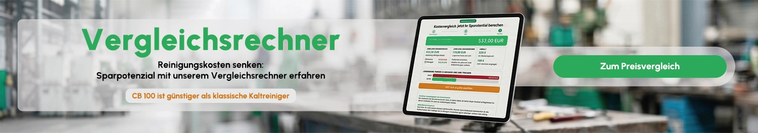 Preisvergleich CB 100 vs Lösemittel Banner für den BIO-CIRCLE Vergleichsrechner CB 100 vs. Lösemittel. Berechnen Sie ihr Sparpotenzial